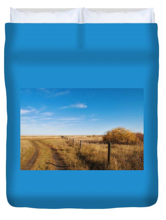 Rural Duvet Cover featuring the photograph A Simple Fence by Allan Van Gasbeck