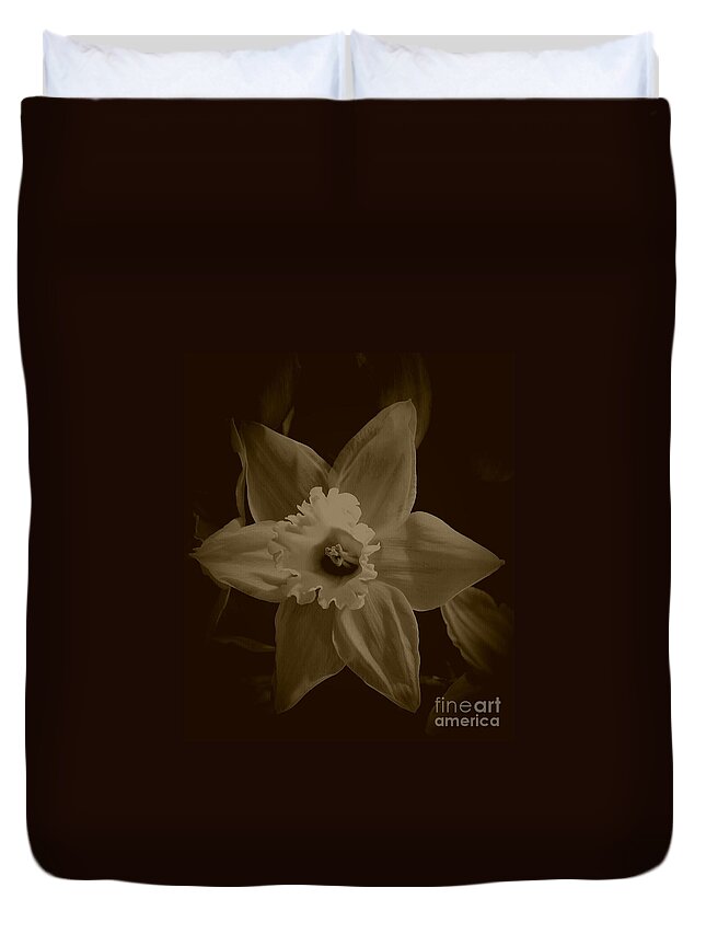 Sepia Flower Duvet Cover featuring the photograph A STaR iS BorN by Angela J Wright