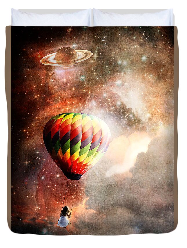 Cosmic Duvet Cover featuring the photograph A Starry Ride by Stephanie Frey