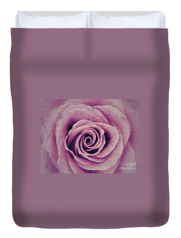 Pink Rose Duvet Cover featuring the photograph A Sugared Rose by Joan-Violet Stretch