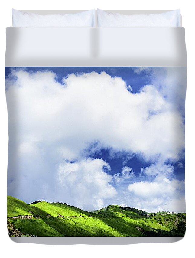 Tranquility Duvet Cover featuring the photograph A Sunny Day by Frank Chen