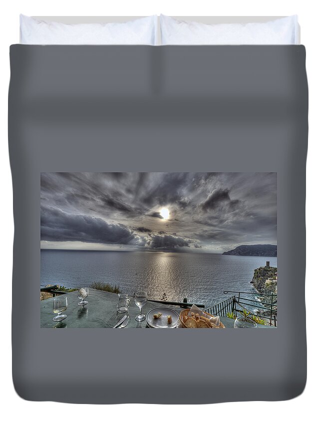 Europe Duvet Cover featuring the photograph A Table with a View by Matt Swinden