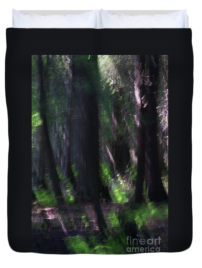 Forest Duvet Cover featuring the photograph A Thin Veil by Linda Shafer