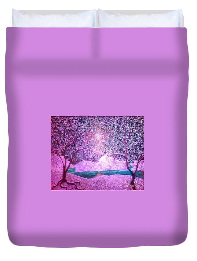 Snowscene Duvet Cover featuring the painting A Touch Of Love by Stefan Duncan