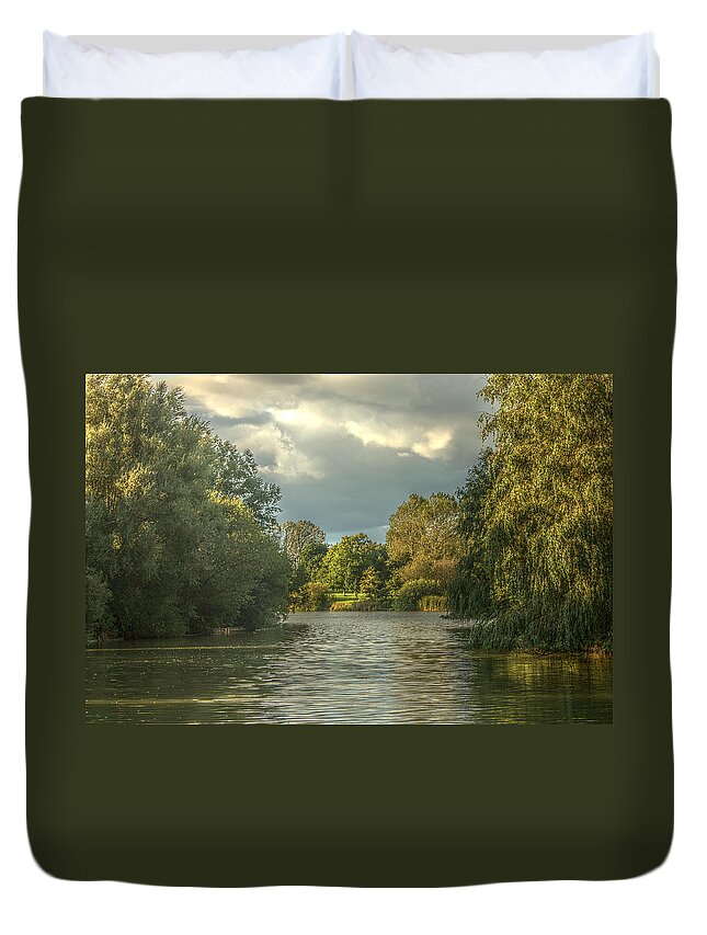 Canon Duvet Cover featuring the photograph A View Down the Lake by Jeremy Hayden