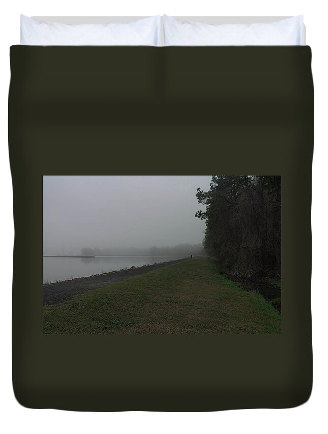 Water Duvet Cover featuring the photograph A walk at dusk by Jessica Brown