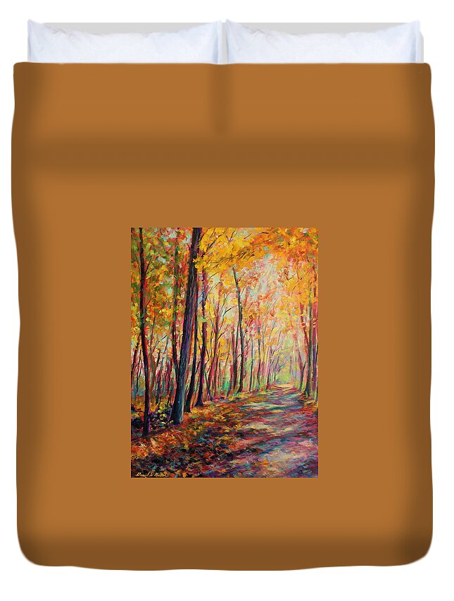 Fall Duvet Cover featuring the painting A warm autumn day by Daniel W Green