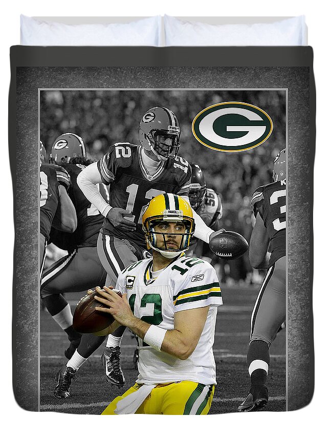 Aaron Rodgers Duvet Cover featuring the photograph Aaron Rodgers Packers by Joe Hamilton