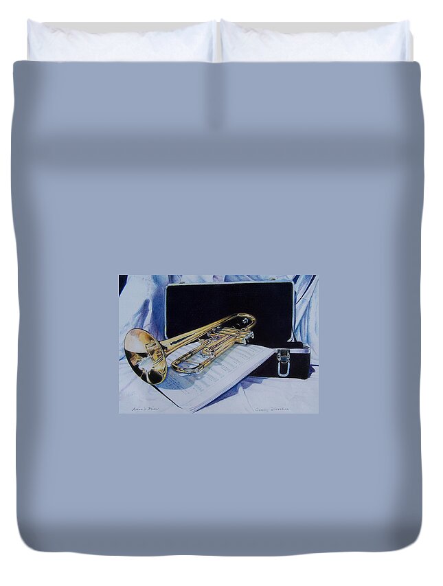 Instrument Duvet Cover featuring the mixed media Aaron's Pride by Constance Drescher