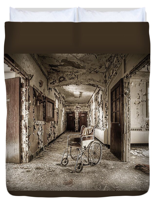 Abandoned Duvet Cover featuring the photograph Abandoned asylums - what has become by Gary Heller