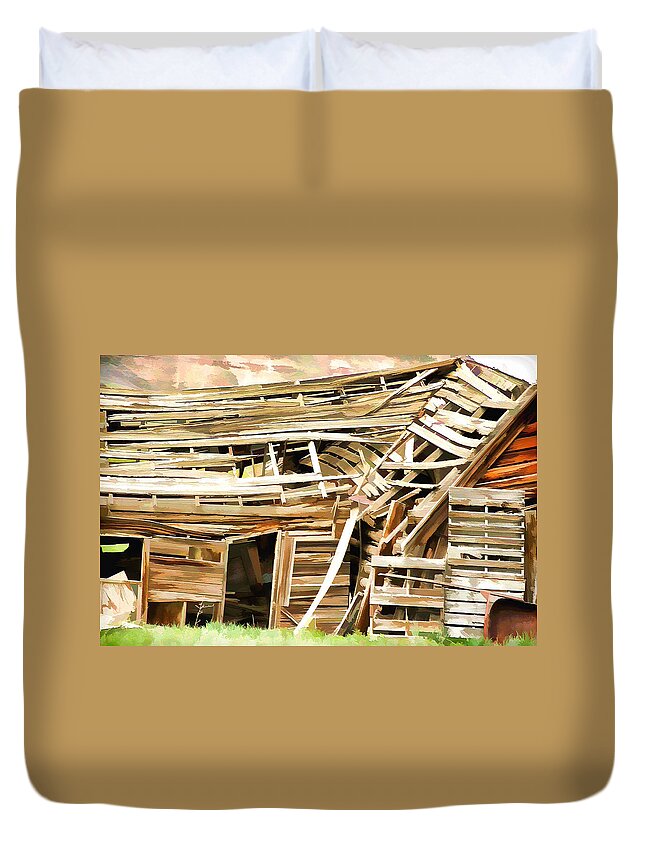 Old Weathered Cabins Duvet Cover featuring the photograph Abandoned Cabin 3 by Ely Arsha