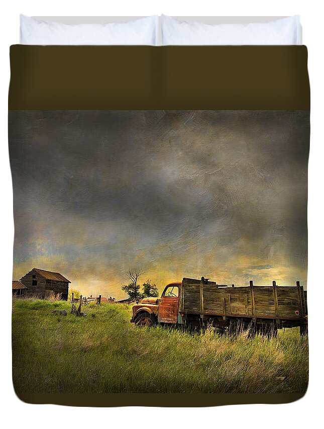 Dodge Duvet Cover featuring the photograph Abandoned Farm Truck by Theresa Tahara