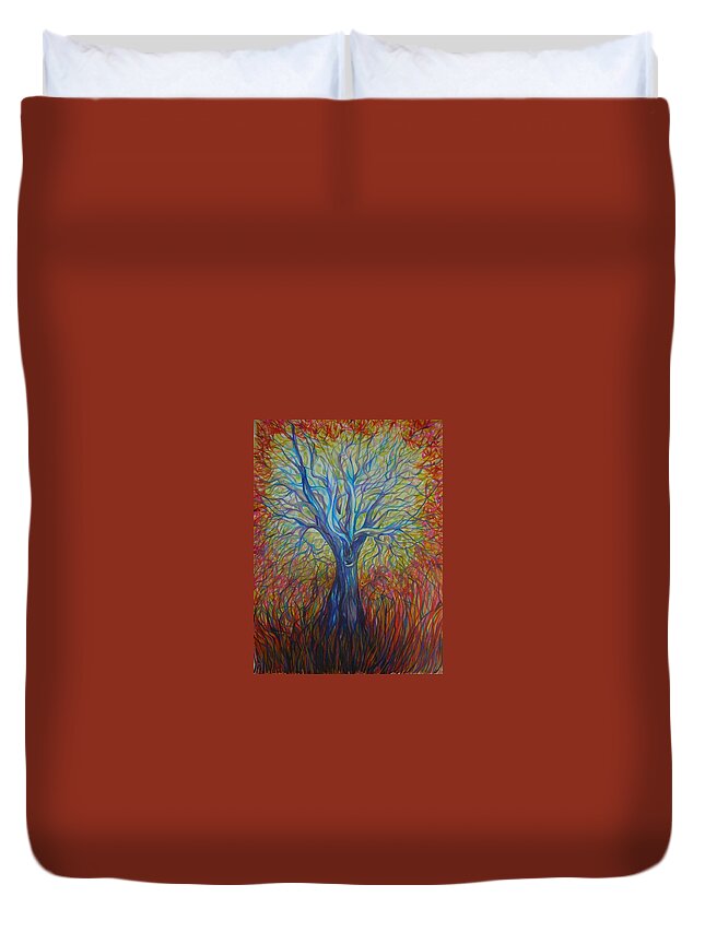 Landscape Duvet Cover featuring the drawing ABC of Autumn by Anna Duyunova