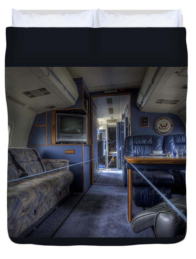 Air Force 2 Duvet Cover featuring the photograph Aboard Air Force Two by David Dufresne