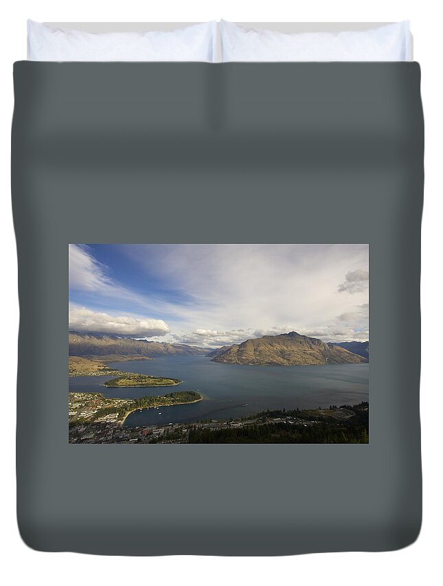 New Zealand Duvet Cover featuring the photograph Above Queenstown #2 by Stuart Litoff