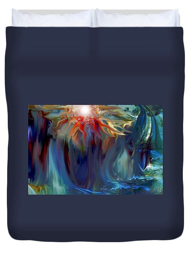 Above The Waves Duvet Cover featuring the digital art Above The Waves by Linda Sannuti
