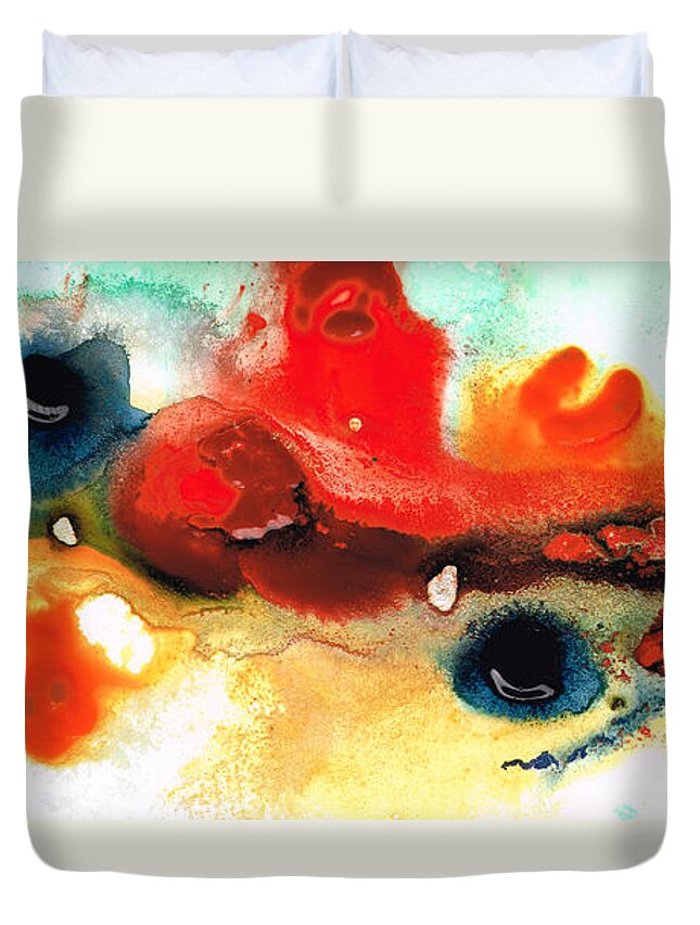 Red Duvet Cover featuring the painting Abstract Art - No Limits - By Sharon Cummings by Sharon Cummings