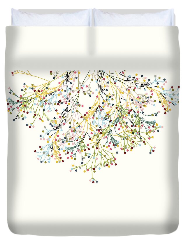 New Business Duvet Cover featuring the digital art Abstract Colorful Plant Pattern by Shuoshu