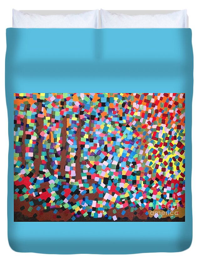 Abstract Duvet Cover featuring the painting Abstract-Colours by Monika Shepherdson