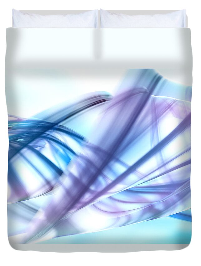 Curve Duvet Cover featuring the digital art Abstract Curves On Bright Background by Maciej Frolow