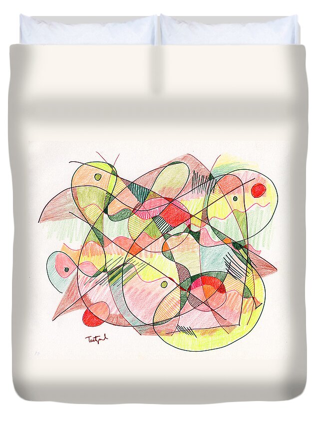 Abstract Duvet Cover featuring the drawing Abstract Drawing Twenty by Lynne Taetzsch