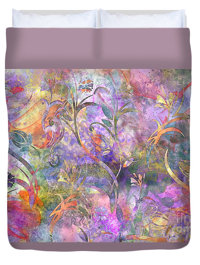 Design Duvet Cover featuring the digital art Abstract Floral Designe by Debbie Portwood