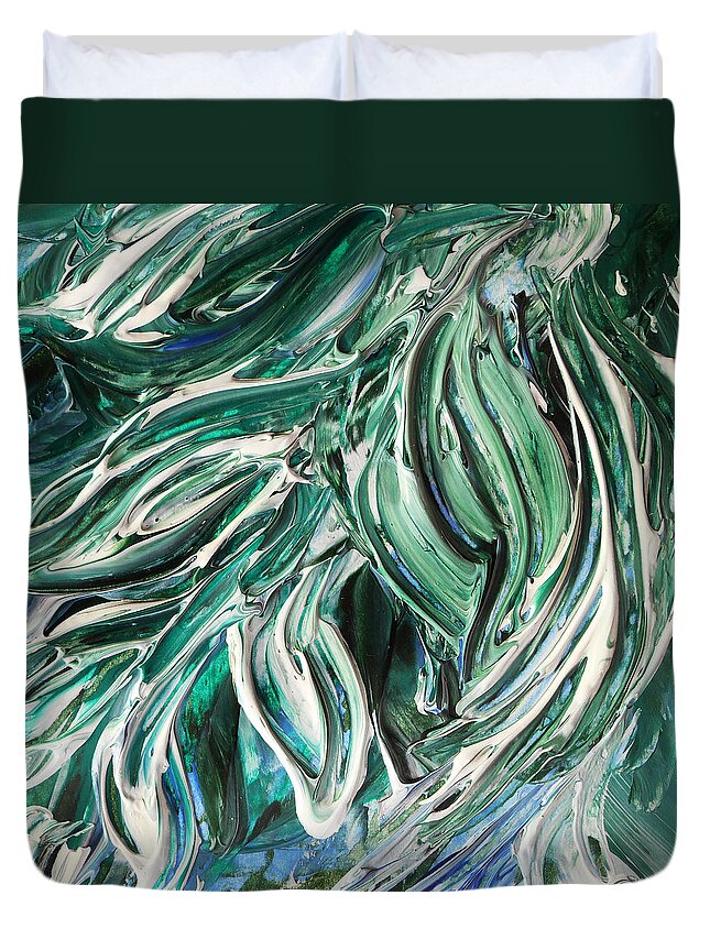 Breeze Duvet Cover featuring the painting Abstract Floral Tickling Breeze by Irina Sztukowski
