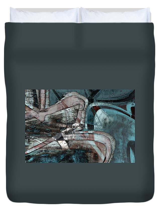 Abstract Duvet Cover featuring the digital art Abstract graffiti 9 by Steve Ball