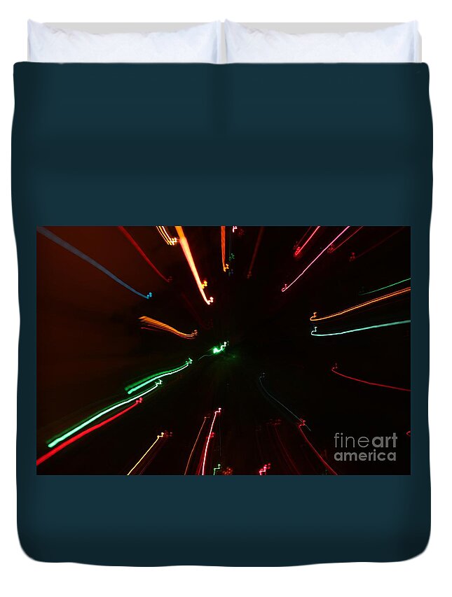 Motion Duvet Cover featuring the photograph Abstract Lights by Henrik Lehnerer