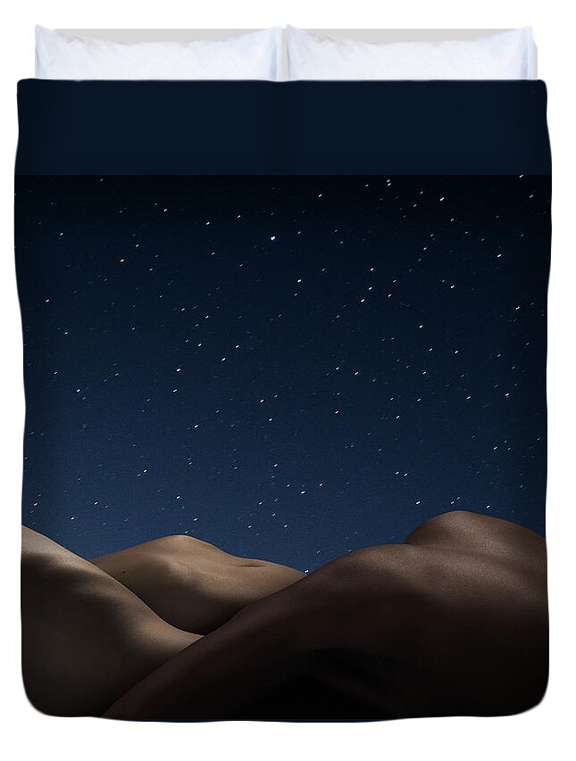 People Duvet Cover featuring the photograph Abstract Nude Bodies, Different Skin by Jonathan Knowles