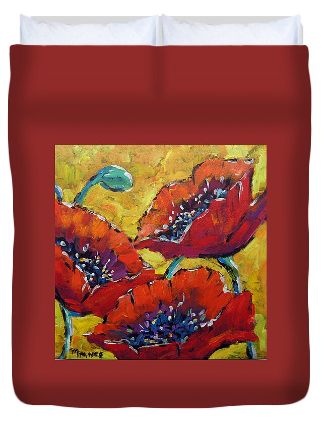 Rural City Scape Duvet Cover featuring the painting Abstract Poppies by Prankearts by Richard T Pranke