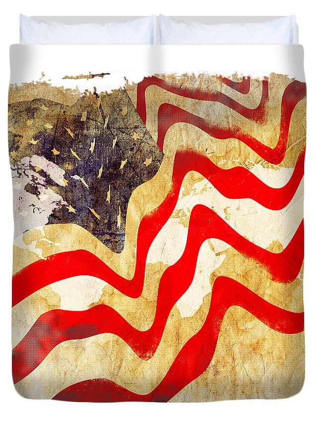 Usa Duvet Cover featuring the painting Abstract USA Flag by Stefano Senise