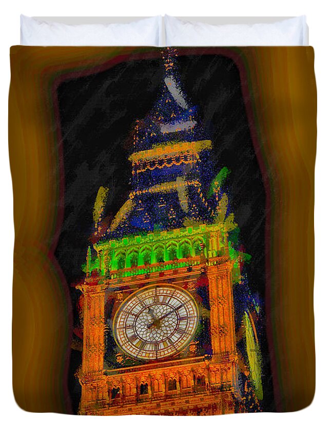 Abstract Duvet Cover featuring the painting Abstract View Of Big Ben by Doc Braham