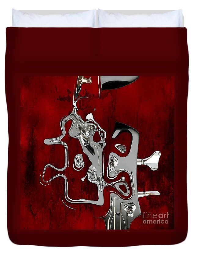 Red Duvet Cover featuring the digital art Abstrait en Fa Majeur - s02t01 by Variance Collections