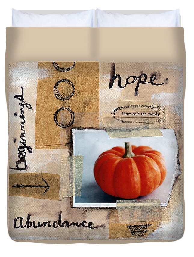 Pumpkin Duvet Cover featuring the painting Abundance by Linda Woods