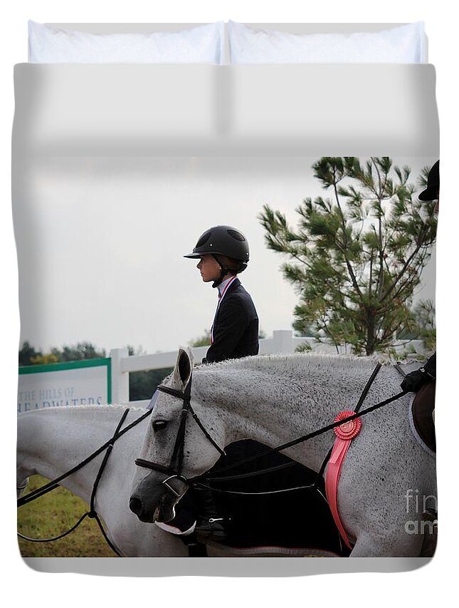Horse Duvet Cover featuring the photograph Ac-hunter18 by Janice Byer