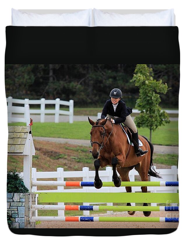 Horse Duvet Cover featuring the photograph Ac-jumper66 by Janice Byer