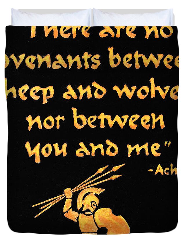 Achilles Duvet Cover featuring the painting Achilles Admonition by Dale Loos Jr