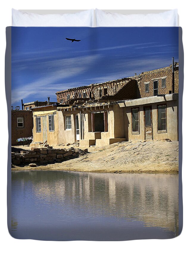 Acoma Pueblo Duvet Cover featuring the photograph Acoma Pueblo Adobe Homes 2 by Mike McGlothlen