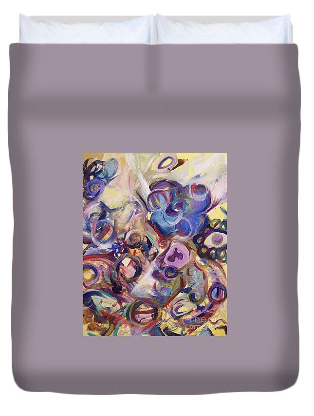 Abstract Duvet Cover featuring the painting Action Reaction by Catherine Gruetzke-Blais