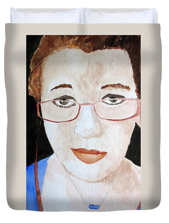 Addie Duvet Cover featuring the painting Addie Two by Sandy McIntire
