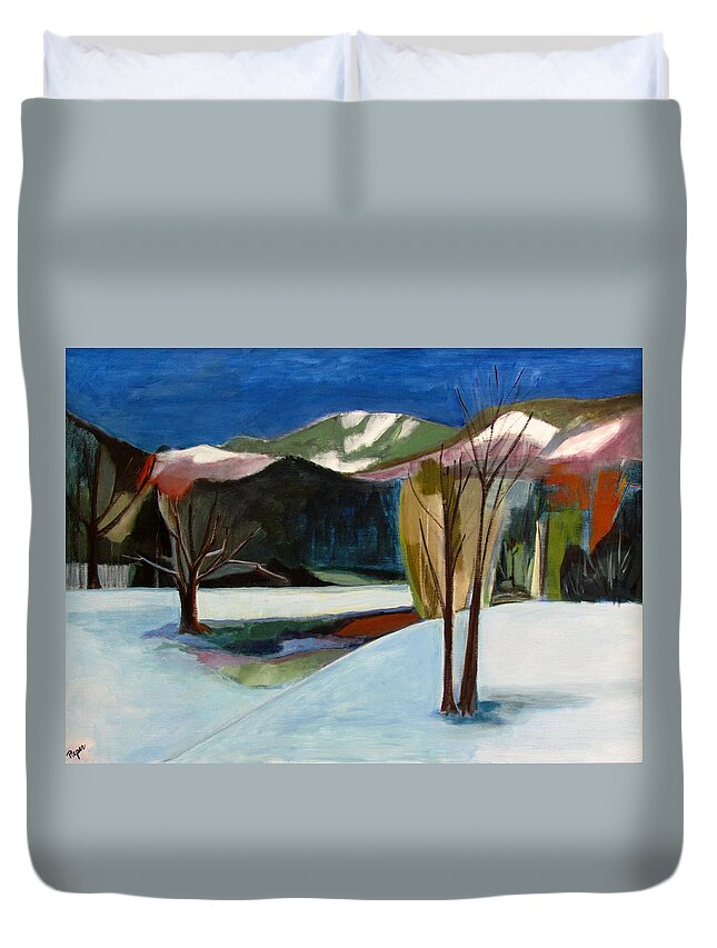 Adirondack Mountains Duvet Cover featuring the painting Adirondacks by Betty Pieper