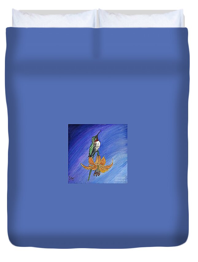Hummingbird Duvet Cover featuring the painting Admiration by Ella Kaye Dickey