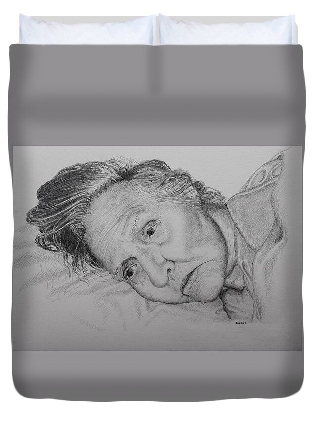 Dementia Duvet Cover featuring the drawing Advanced Dementia by Daniel Reed