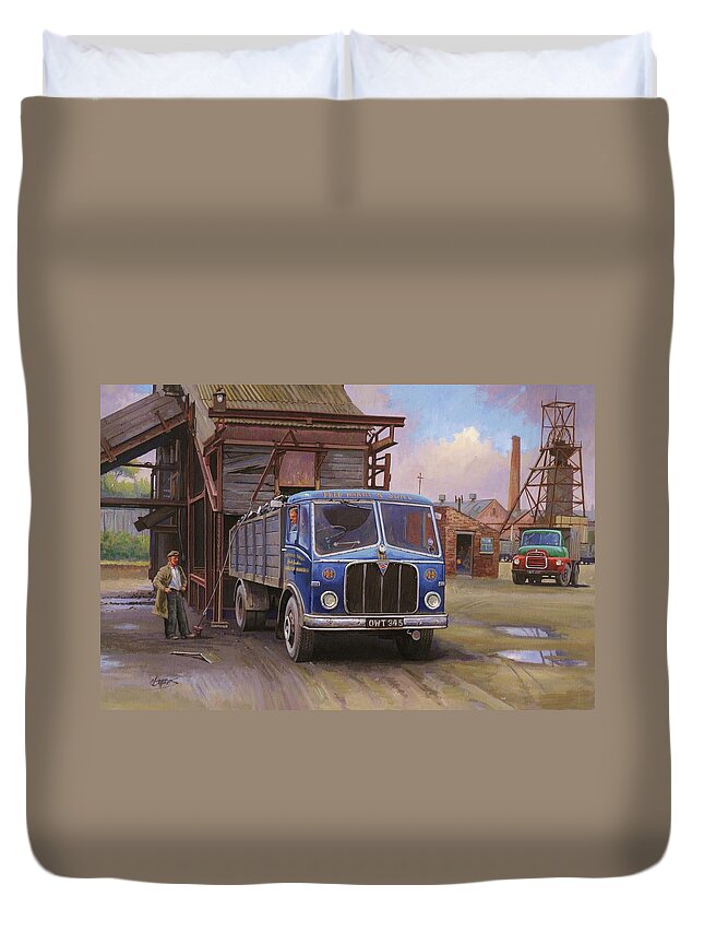 Lorry Duvet Cover featuring the painting AEC Mercury tipper. by Mike Jeffries