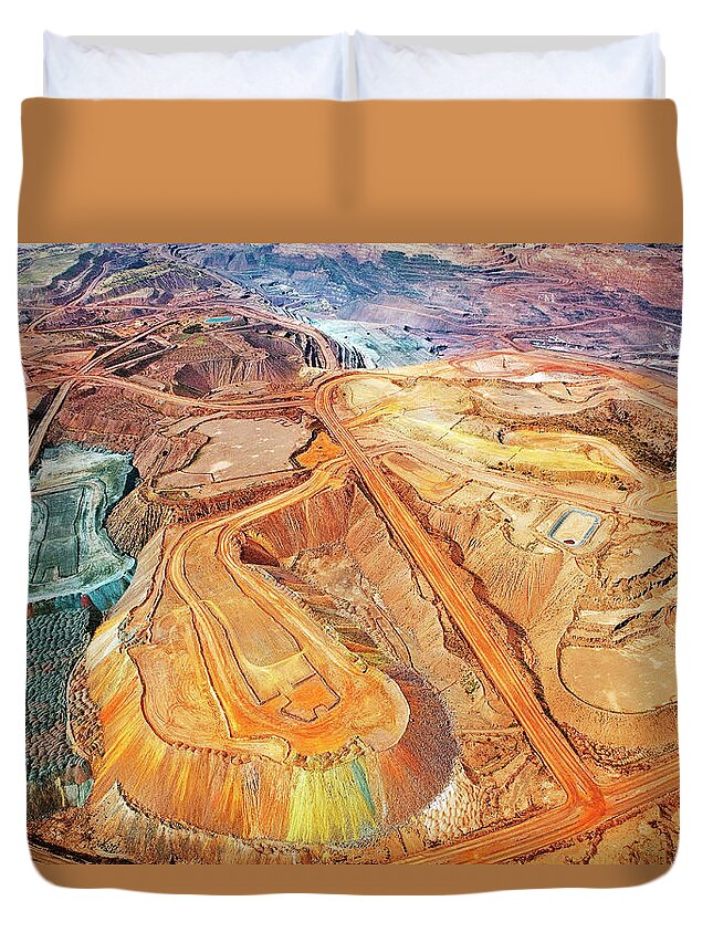 Mineral Duvet Cover featuring the photograph Aerial View, Iron Ore Mine, Mount by John W Banagan