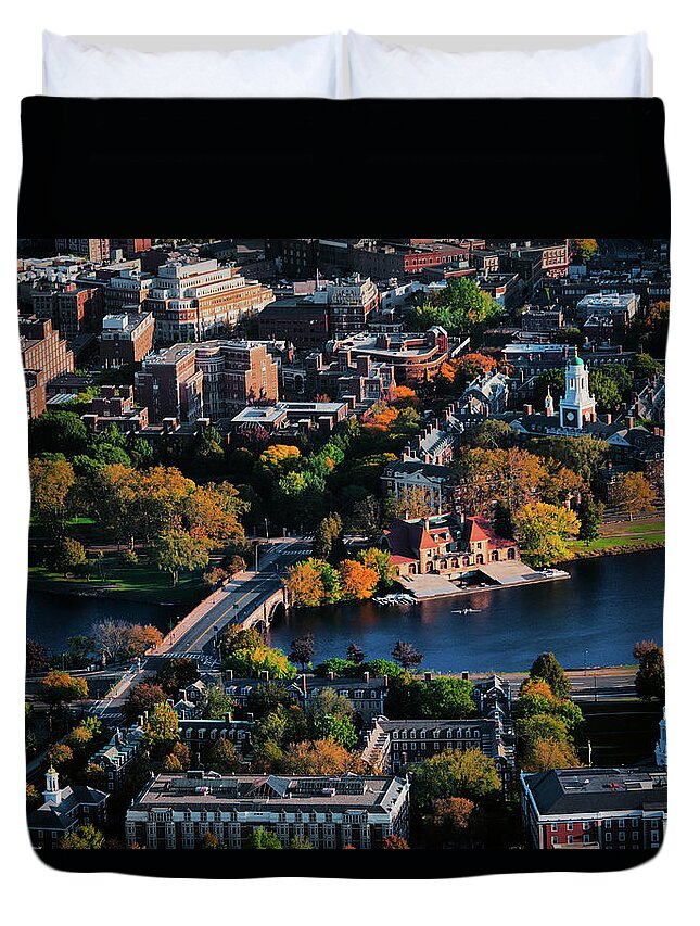 Photography Duvet Cover featuring the photograph Aerial View Of Cambridge And Anderson by Panoramic Images