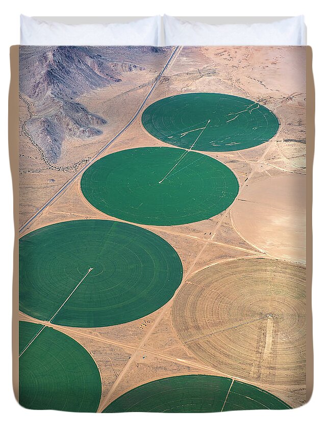 Scenics Duvet Cover featuring the photograph Aerial View Of Farm Land In Rural by Chris Sattlberger