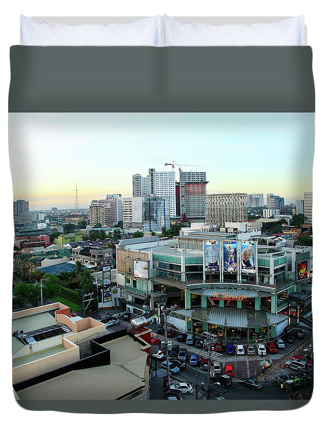 Tranquility Duvet Cover featuring the photograph Aerial View Of Modern Manila by Imagenature, Alexander Belokurov