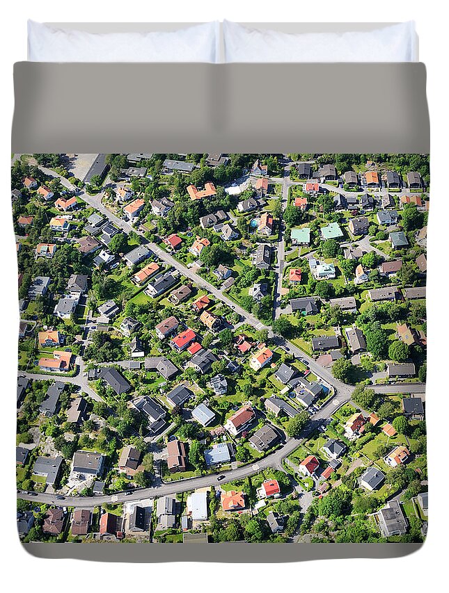Sweden Duvet Cover featuring the photograph Aerial View Of Suburb by Johner Images